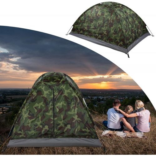  01 Waterproof Camping Camouflage Tent Hiking Two Person Instant Setup Single Layer Ultralight Tent with Great Ventilation for Outdoor Backyard Hiking Backpacking Picnic