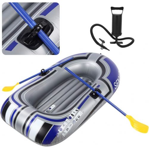  01 Inflatable Boat, PVC 90KG Loading Rafting Kayak, Folding with Double Valve Inflatable Dinghy with Pump for Fishing Sailing