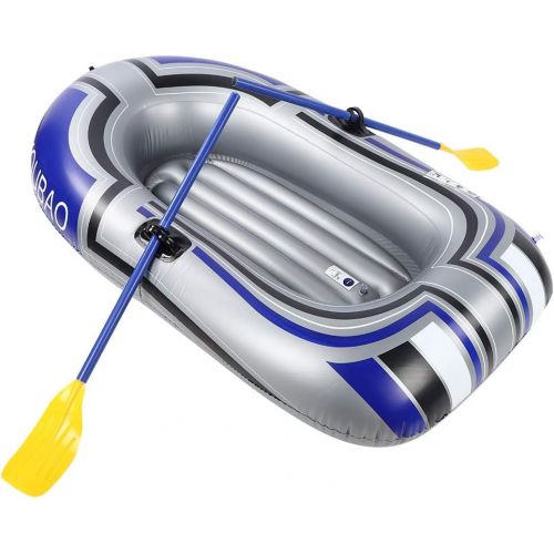  01 Inflatable Boat, PVC 90KG Loading Rafting Kayak, Folding with Double Valve Inflatable Dinghy with Pump for Fishing Sailing