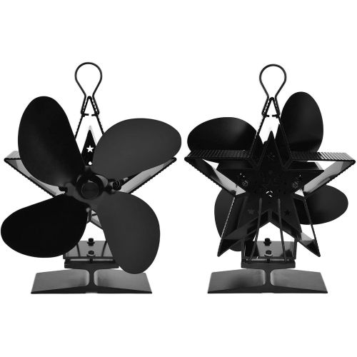  01 Heat Stove Fan, Black Low Noise Wood Burner Fan Zinc Alloy with for Home for Indoor for Living Room