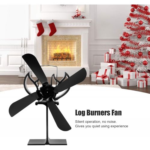  01 Safe Heat Powered Fan, 4 Blade Heat Powered No Electricity Or Batteries Needed Heat Powered Stove Fan, for Wood Log Burner Fireplaces