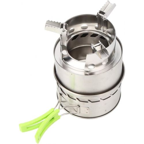  01 Mobile Camping Stove, Compact Stainless Steel Wood/Gas Windproof Stove, Suitable for Outdoor Camping/Picnic/Hiking