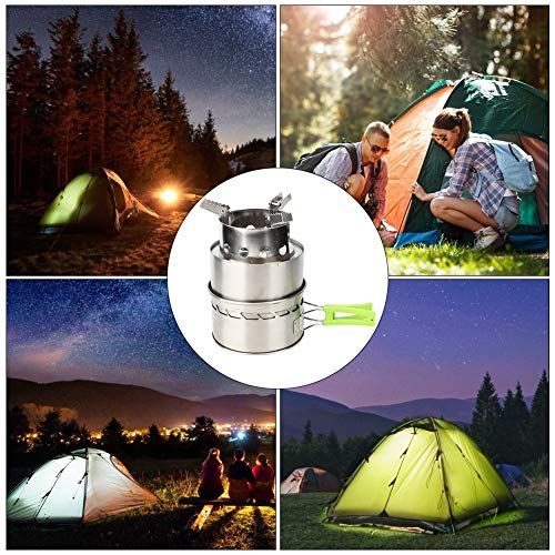  01 Mobile Camping Stove, Compact Stainless Steel Wood/Gas Windproof Stove, Suitable for Outdoor Camping/Picnic/Hiking