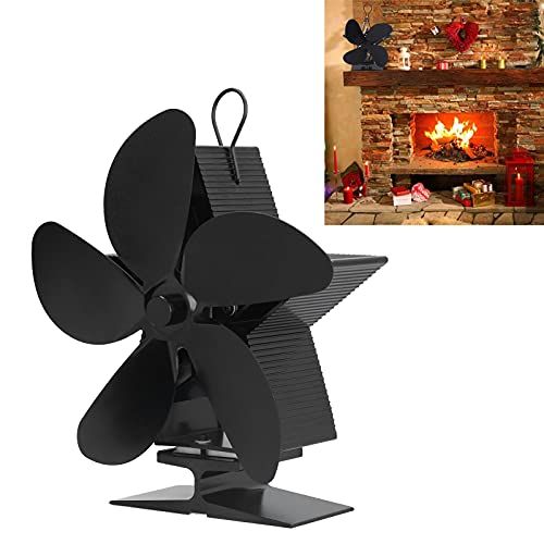  01 Wood Stove Fan, Improve Air Circulation Heat Powered Ultra Silence Efficient Indoor Fireplace Fan for Home for Family for Kitchen