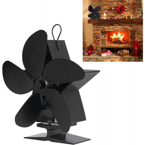  01 Wood Stove Fan, Improve Air Circulation Heat Powered Ultra Silence Efficient Indoor Fireplace Fan for Home for Family for Kitchen