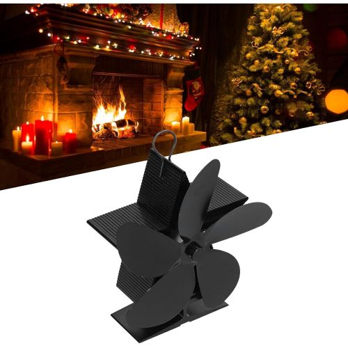  01 Wood Stove Fan, Improve Air Circulation Heat Powered Ultra Silence Efficient Indoor Fireplace Fan for Home for Family for Kitchen