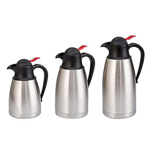  0Miaxudh Kaffeekanne, 0,7L/1L/1,3L Edelstahl Thermoskanne, Isolierflasche fuer Home Kitchen - Silber 1,3L