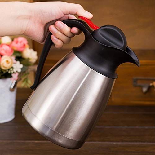  0Miaxudh Kaffeekanne, 0,7L/1L/1,3L Edelstahl Thermoskanne, Isolierflasche fuer Home Kitchen - Silber 1,3L