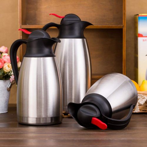  0Miaxudh Kaffeekanne, 0,7L/1L/1,3L Edelstahl Thermoskanne, Isolierflasche fuer Home Kitchen - Silber 1,3L