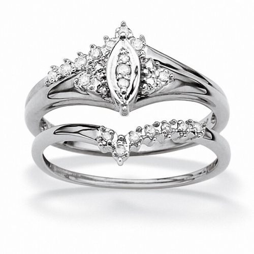  110 TCW Round Diamond 10k White Gold Marquise-Shaped Bridal Engagement Ring Set by Palm Beach Jewelry