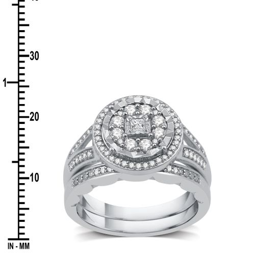  12 CTTW Diamond Bridal Set In Sterling Silver (I-J, I2-I3) - White I-J by Allure