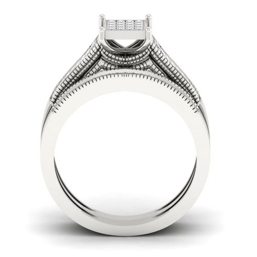  14ct TDW Diamond Bridal Set in Sterling Silver by Amouria