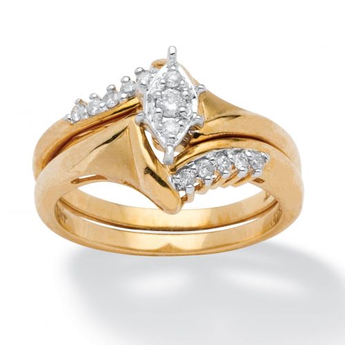  15 TCW Round Diamond 10k Yellow Gold 2-Piece Bridal Engagement Wedding Ring Set by Palm Beach Jewelry