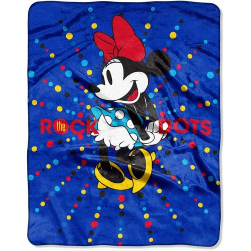  1 Piece Kids Blue Multi Disneys Minnie Mouse Theme Blanket Twin Size, Beautiful Child Cartoon Character Print, Colorful Polka Dots Background, Extra Warmth & Cozy Sofa Throw, Bold