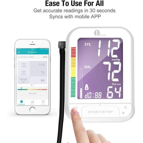  [아마존 핫딜] [아마존핫딜]1 BY ONE 1byone Blood Pressure Monitor, Large Upper Arm Cuff and Bluetooth Digital BP Monitor with Large 4.7 Inch Screen and Free Health Records App