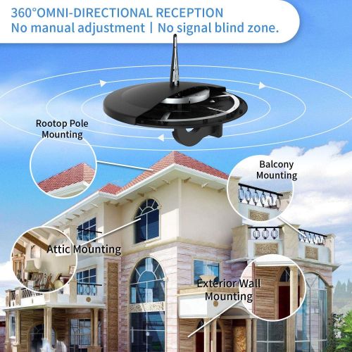  [아마존 핫딜] [1byone Concept Series] Omni Directional Outdoor TV Antenna, VHF/UHF 720° Reception UFO Clean Design Up to 150 Miles, Upgrade Exclusive Smartpass Amplified, Indoor/Outdoor/RV/Attic