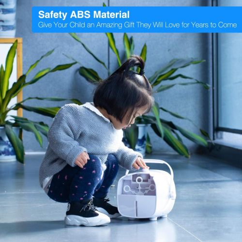  [아마존 핫딜]  [아마존핫딜]1 BY ONE Tragbare Seifenblasenmaschine, Automatischer Seifenblasen Angetrieben von Batterie oder Stecker, Outdoor und Indoor Seifenblasenwerfer fuer Besonders Viele Seifenblasen - W