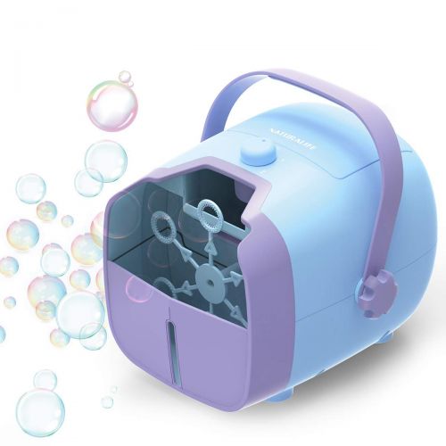  [아마존 핫딜]  [아마존핫딜]1 BY ONE Tragbare Seifenblasenmaschine, Bubble Machine, Batteriebetrieben und AC-Adapter Automatischer Blasmechanismus fuer den Aussen- oder Innenbereich, Blau