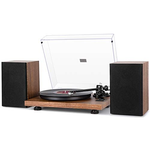  1byone Wireless Turntable HiFi System with 36 Watt Bookshelf Speakers, Vinyl Record Player with Magnetic Cartridge