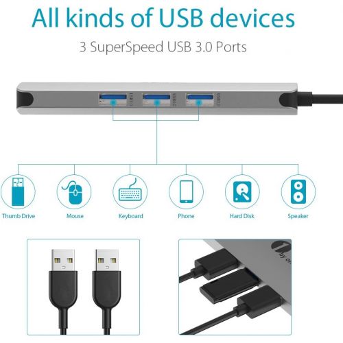 1byone USB C Hub, USB C Adapter 9 in 1 with USB-C Charging, Port of MicAudio,3 USB 3.0 Ports, HDMI, SD, Micro SD Compatible for MacBook Pro, Surface Pro,Notebook PC, USB Flash Dri