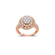 1-1/4 CTTW Diamond Cluster Flower Engagement Ring in 10K Rose Gold by DeCarat