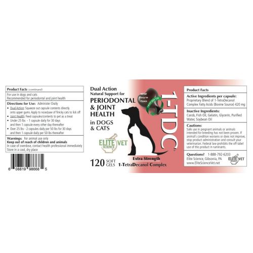  1-TDC Dual Action Natural Support  Twist Off Soft Gels | Delivers 4 Major Health Benefits for Dogs & Cats | Supports Oral Health, Hip & Joint Health, Muscle & Stamina Recovery, Sk