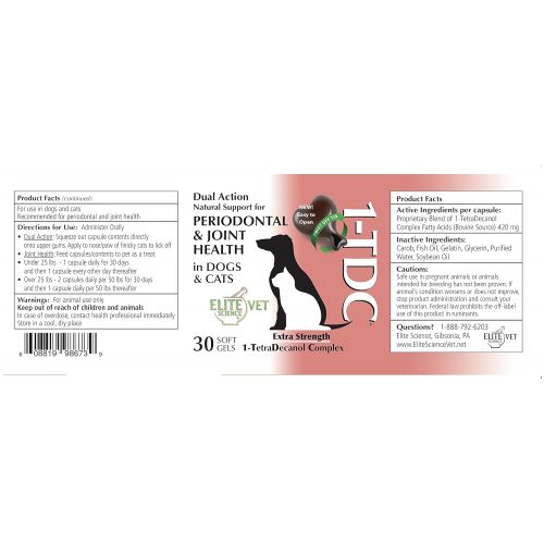  1-TDC Dual Action Natural Support  Twist Off Soft Gels | Delivers 4 Major Health Benefits for Dogs & Cats | Supports Oral Health, Hip & Joint Health, Muscle & Stamina Recovery, Sk