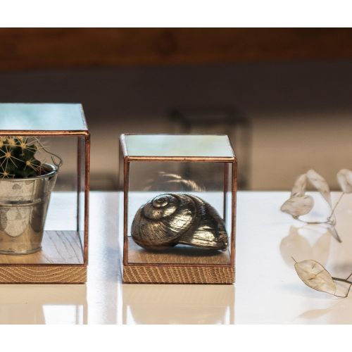  10%C2%B9%C2%B2 10¹² Terra Showcase 80 - Oak, Glass & Copper Ornament Display Case