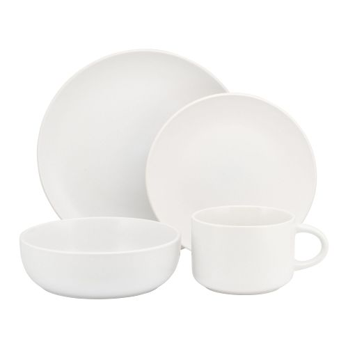  Ten Strawberry Street 10 Strawberry Street Wazee Matte 16 Pc Coupe Dinnerware Set, White