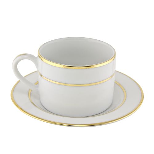  Ten Strawberry Street 10 Strawberry Street Gold Double Line Cup and Saucer (Set of 6)