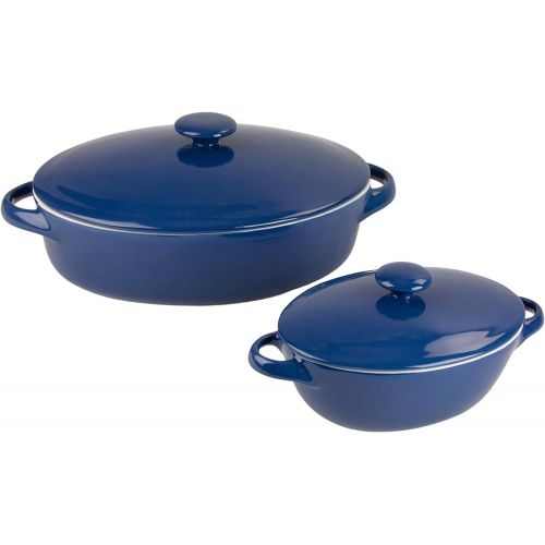  10 Strawberry Street Sienna Covered Casserole 10 and 7 Bakeware Set, Blue