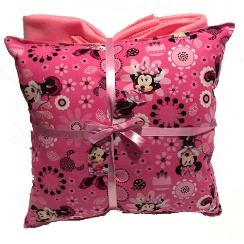  10 in x 11 in Minnie Mouse 14 inch by 14 inch Pillow and Solid Color Fleece Blanket Set Handmade: Home & Kitchen