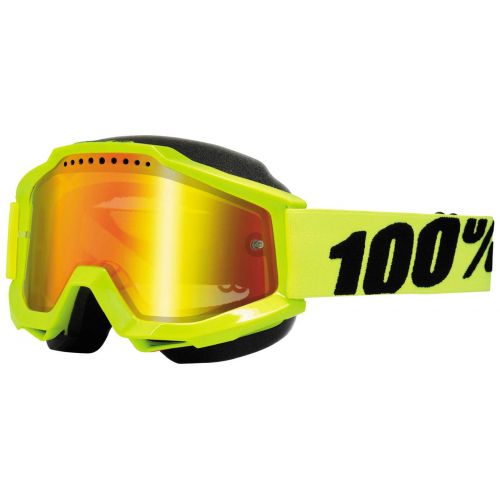  100% Accuri 2015 Snow GogglesMirror Lens YellowRed Lens