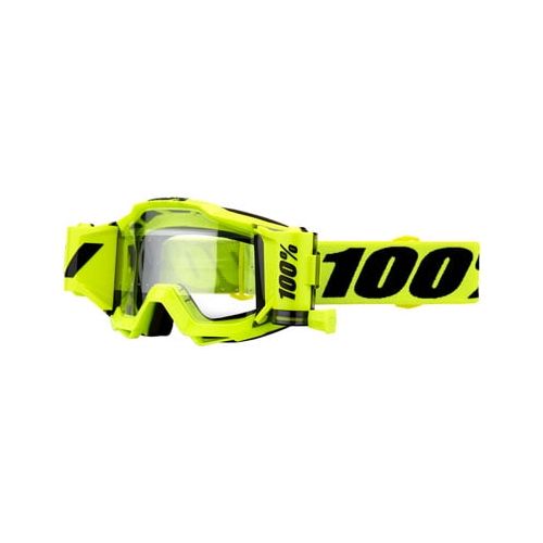  100% Accuri Forecast Fluorescent MX Offroad Goggles YellowBlackClear Lens