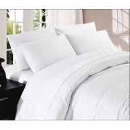 Luxury Hotel-Bedding 100% Egyptian Cotton - Genuine 1000 Thread Count Hypoallergenic 4 Piece Sheet Set Fits Mattress Up 16’’ to 18 Deep Pocket (King (76 x 80), White Striped)