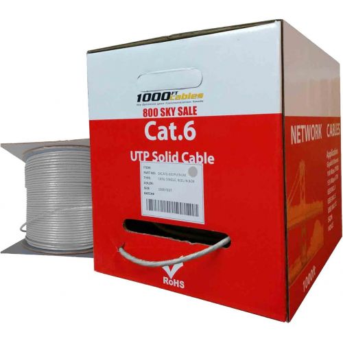  550MHZ CAT6 PLENUM 1000FT Bulk UTP CABLE by 1000FTCables Grey