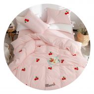100Expectations Bedspreads White Pink Cotton Flat Bed Sheet Queen King Size Bedding Set Girls Duvet Cover Bed Set Embroidery Bedclothes parure de lit,Bedding Set 7,Queen Size 4pcs,