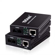 10Gtek Gigabit Ethernet Media Converter, Single Mode Dual SC Fiber, 1000Base-LX to 10/100/1000Base-Tx, up to 20km, Pack of 2