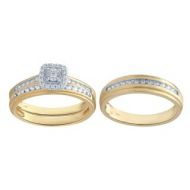 10KT White Gold 1/3cttw Men and Womens Engagement & Wedding Ring Set - White I-J by Bridal Symphony