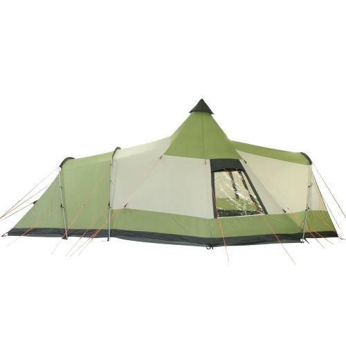  10T Outdoor Equipment 10T Campingzelt Navaho 5 wasserdichtes Tipi Tunnelzelt 5 Mann Schlafkabine Vordach Bodenwanne Gruen