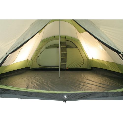  10T Outdoor Equipment 10T Campingzelt Navaho 5 wasserdichtes Tipi Tunnelzelt 5 Mann Schlafkabine Vordach Bodenwanne Gruen