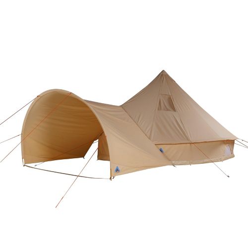  10T Outdoor Equipment 10T Camping-Zelt Desert 10+ wasserdichtes Familienzelt Tipi aus Baumwoll-Mischgewebe + Sonnendach