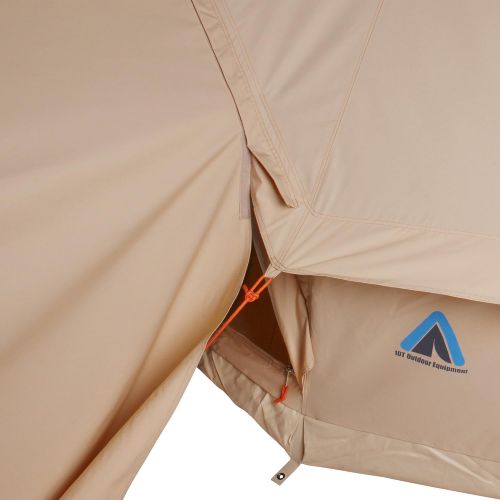  10T Outdoor Equipment 10T Camping-Zelt Desert 10+ wasserdichtes Familienzelt Tipi aus Baumwoll-Mischgewebe + Sonnendach