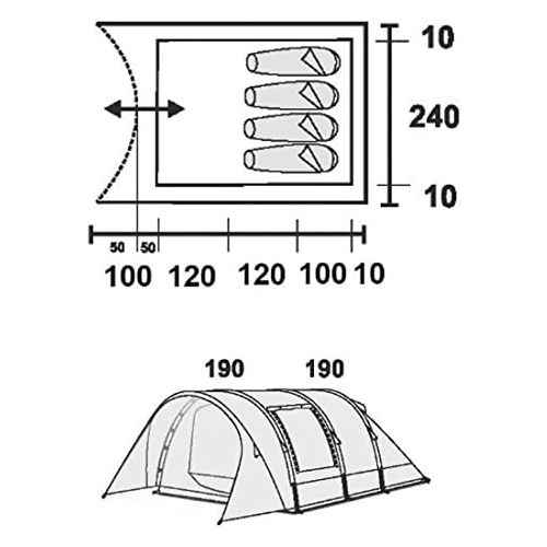  10T Outdoor Equipment 10T Tunnelzelt fuer 4 oder 5 Mann & div. Farben zur Wahl, Zelt mit Stehhoehe & XXL Schlafkabine, wasserdichtes 5000mm Familienzelt, Campingzelt mit Bodenwanne