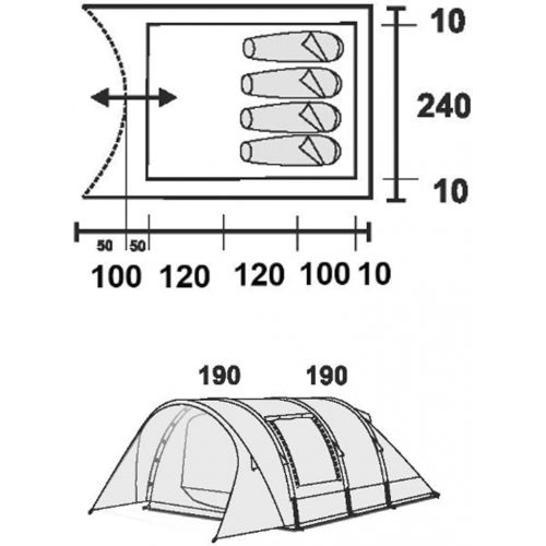  10T Outdoor Equipment 10T Tunnelzelt fuer 4 oder 5 Mann & div. Farben zur Wahl, Zelt mit Stehhoehe & XXL Schlafkabine, wasserdichtes 5000mm Familienzelt, Campingzelt mit Bodenwanne