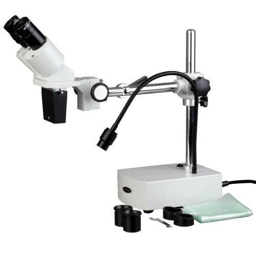  10X-15X Binocular LED Stereo Microscope Boom Arm with Gooseneck Light by AmScope