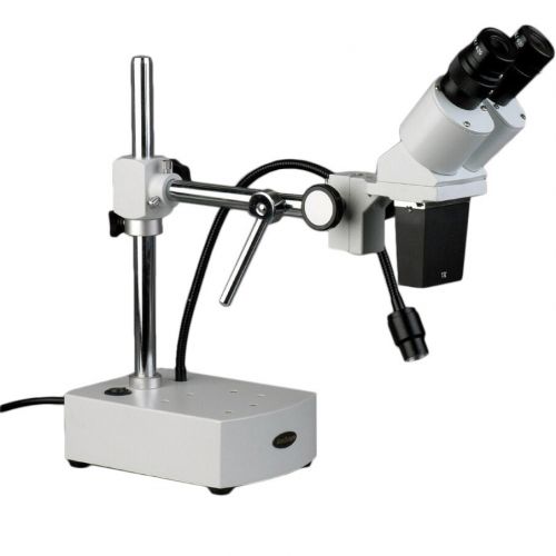  10X-15X Binocular LED Stereo Microscope Boom Arm with Gooseneck Light by AmScope