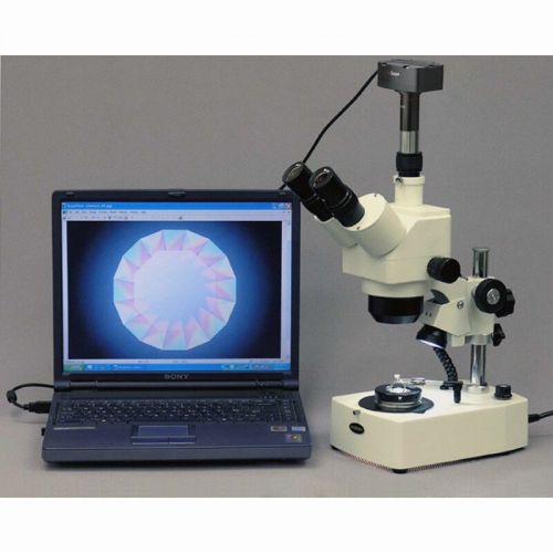  10X-60X Darkfield Jewelry Gem Microscope and 1.3MP Camera by AmScope