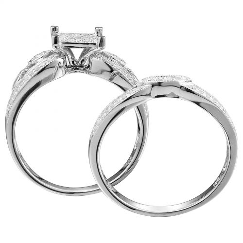  10k White Gold 12ct TDW White Diamond Engagement Bridal Set