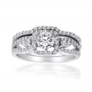 10k White Gold 1ct TDW Diamond Bridal Ring Set